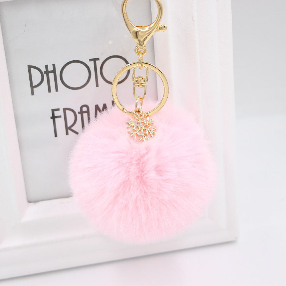Wholesale Christmas Snowflake Plush Ball Keychain